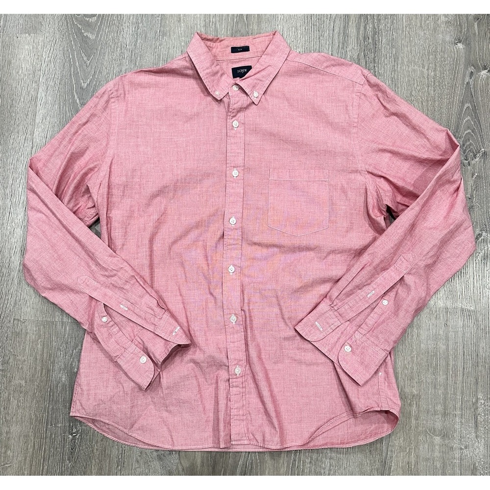 J. Crew Shirt Men's XL Red Slim Fit Casual Long Sleeve Button Down Cotton Shirt - Picture 2 of 11